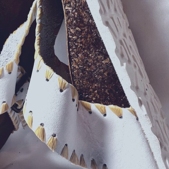 Bio Gold Made in Italy-Women's Leather Sock Slip on Toe Sandals-Cork Sole-Size 9 - Picture 14 of 15